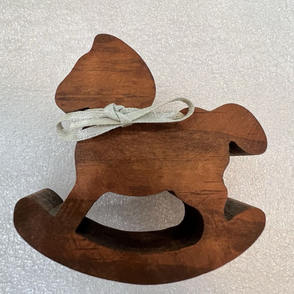 Vintage Primitive Wooden Rocking Horse Toy Ornament Shelf Sitter Country Decor